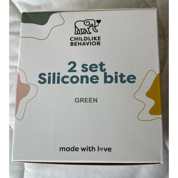 Childlike Behavior Baby Teething Toys 2 Silicone Green Toddler Starter Feeder - Picture 2 of 5